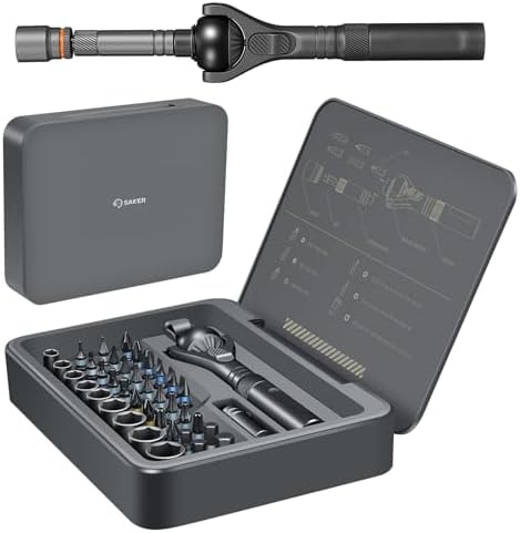 Saker Upgraded Magnetic Screwdriver Set: 40-in-1 Ratchet Screwdriver Tool Kit with 180° Ball-Joint Handle - Portable S2 Bits Precision Repair Tool Set for Computer Phone Watch Camera Bike