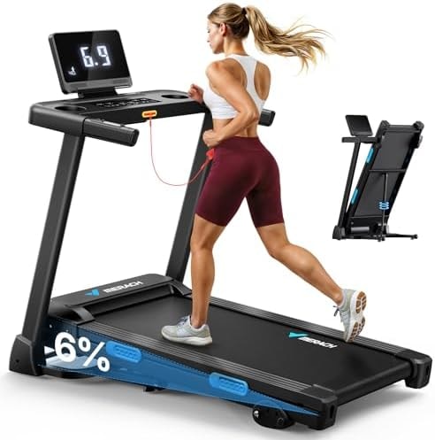 MERACH T12 Foldable Treadmill for Home, 300 LBS Capacity, Wide Running Belt