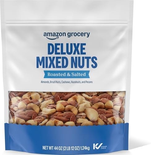 Amazon Grocery, Deluxe Mixed Nuts, Roasted & Salted, 44 Oz (Previously Happy Belly, Packaging May Vary)