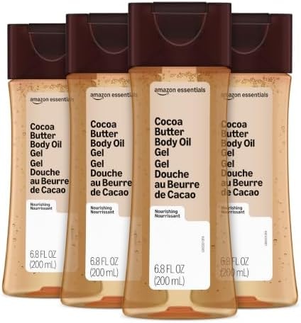 Amazon Essentials Body Oil Gel with Cocoa Butter, 6.8 Fl Oz (Pack of 4) (Previously Amazon Basics)