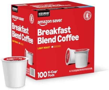 Amazon Brand - Happy Belly Light Roast Coffee Pods, Breakfast Blend, Compatible with Keurig 2.0 K-Cup Brewers, 100 Count