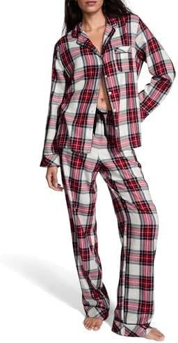 Victoria's Secret Flannel Long Pajama Set, Sleepwear for Women, Classic Plaid, XXL