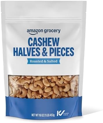 Amazon Grocery, Cashew Halves & Pieces, Roasted & Salted, 16 Oz (Previously Happy Belly, Packaging May Vary)