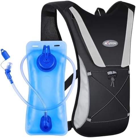 KUYOU Hydration Water Backpack, Insulated Running Vest Hydration Backpack with 2L Water Bladder, Adjustable Chest Straps and Reflective Water Bladder Backpack for Hiking Marathon Race Cycling