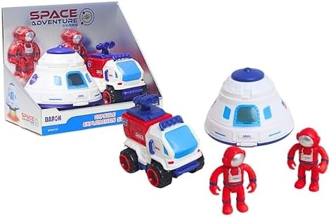 Space Adventure Space Capsule Playset with Light-Up Door, Lunar Rover & 2 Astronaut Figures, Plastic Space Toy & Collectible for Kids Ages 3+