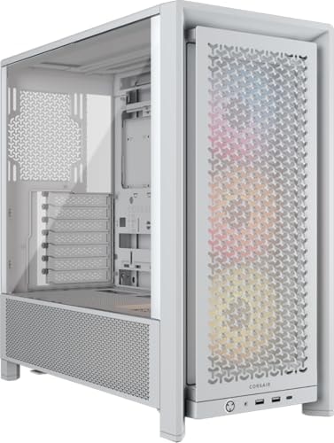CORSAIR 4000D RS ARGB Frame Modular Mid-Tower ATX PC Case – High Airflow, 3X Pre-Installed RS ARGB Fans, InfiniRail Fan Mounting System, ASUS BTF, MSI Project Zero, Gigabyte Project Stealth – White