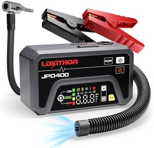 LOKITHOR JPD400 Jump Starter with Air Compressor (9.0L Gas & 7.0L Diesel)