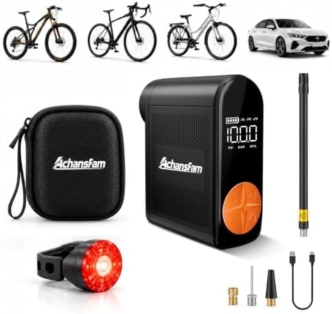 AchansFam Mini Tire Inflator, 150 PSI Portable Air Pump for Bikes & Cars