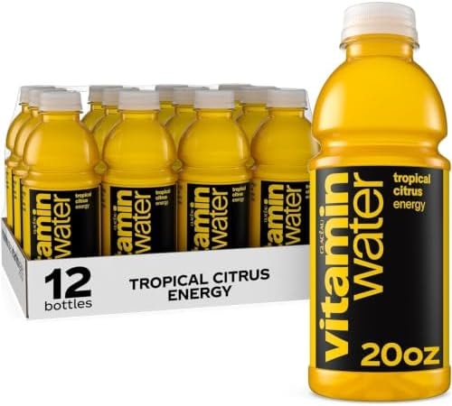 vitaminwater Energy Tropical Citrus, Flavored Water Beverage, 20 fl oz Bottles, 12 Pack
