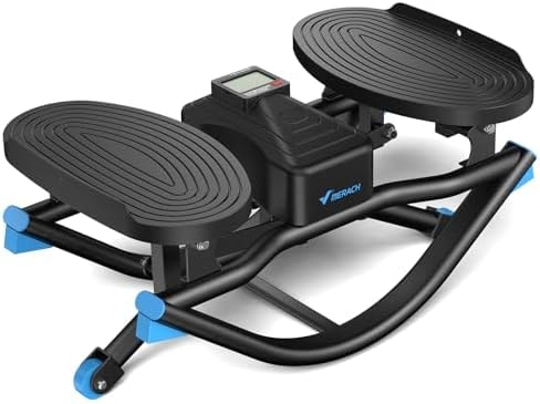 Merach Rocking Steppers for Exercise at Home, 3D Motion Stair Stepper with Resistance Bands for Full Body Workout & Low-Impact Balance Board, 330 LBS Loading Capacity Exercise Equipment(Black)