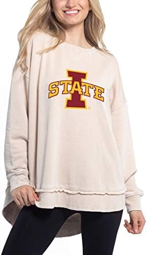 chicka-d NCAA Iowa State Cyclones Womens Pullover Sweatshirt, Oatmeal, Large