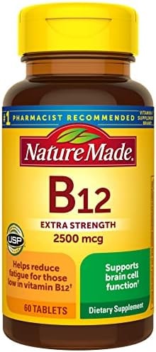 Nature Made Extra Strength Vitamin B12 2500 mcg, B12 Vitamins, 60 Tablets