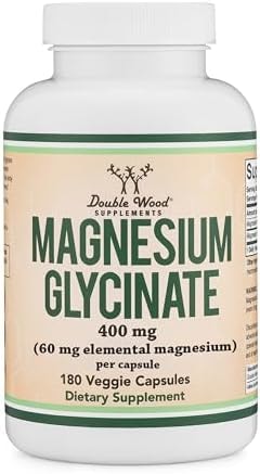 Magnesium Glycinate 400mg | 180 Capsules | Sleep, Muscle, & Heart Support | Vegan, Third Party Tested, Gluten Free, Non-GMO, by Double Wood Supplements