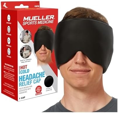 Mueller Sports Medicine Slim Migraine Cap, Ice Pack for Injuries and Pain Relief, Hot & Cold Therapy, Black