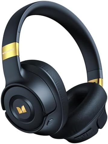 Monster Persona SE ANC Active Noise Cancelling Headphones, Over Ear Bluetooth Headphones Wireless, 60H Playtime, Stereo Sound, Rich Bass, Built-in Mic, Plush Memory Foam Ear Cups for Travel Home(Blue)