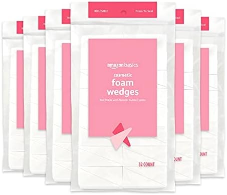 Amazon Basics Cosmetic Rectangular Foam Wedges for Makeup Application and Blending, 192 Count (6 Packs of 32), White (Previously Solimo)