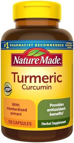 Nature Made Turmeric Curcumin 500 mg, Turmeric Curcumin Supplement for Antioxidant Support, Herbal Supplements, 120 Capsules, 120 Day Supply
