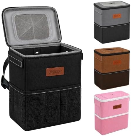 TREKLO Car Trash Can with Lid, 2.2 Gallon Leakproof Hanging Car Garbage Can