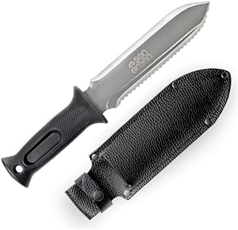 Sengreen Hori Digging Knife - 7.5 Inches, with Leather Sheath, Black