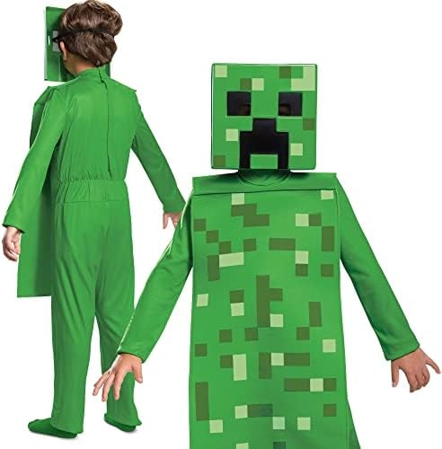 Disguise Minecraft Creeper Boys Jumpsuit Costume, Officially Licensed Minecraft Character Outfit with Mask, Size Small