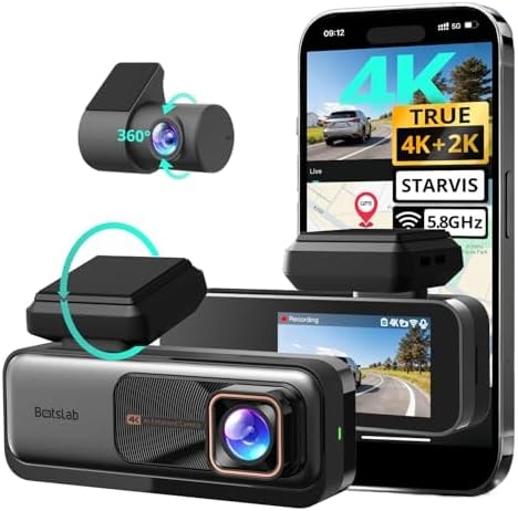 BOTSLAB 4K Dash Cam Front and Rear, 170° Ultra Wide 4K+2K Dashcam with ADAS, Night Vision, 24/7 Parking Mode, IMX415 STARVIS Sensor, WDR, 5.8GHz WiFi, Built-in GPS, Loop Recording (No SD Card)