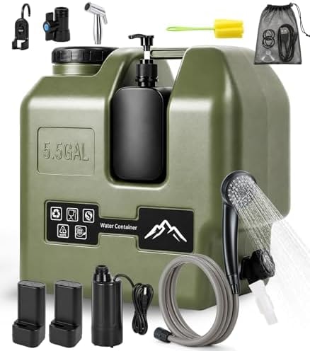 Portable Shower for Camping with 5.5-Gallon Water Jug, Powerful Camp Shower