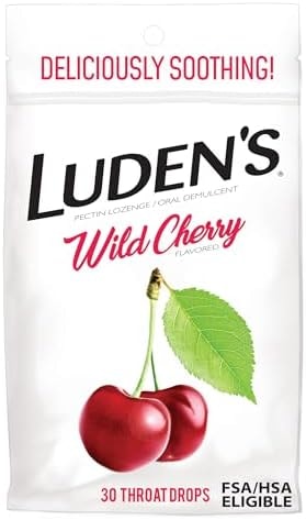 Luden's Wild Cherry Throat Drops | Deliciously Soothing | 30 Drops | 1 Bag