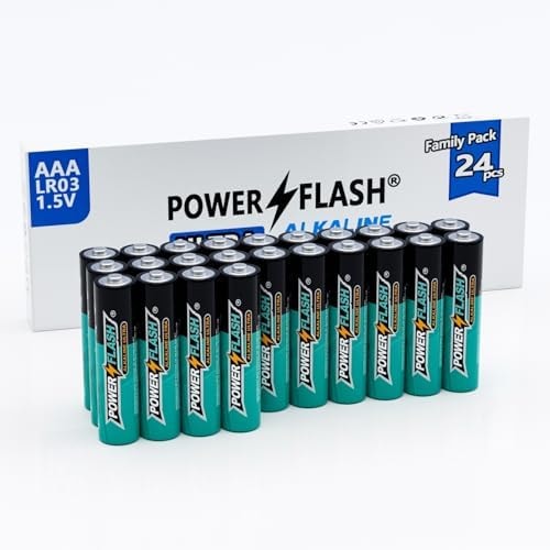 POWER FLASH Alkaline Battery,AAA Batteries 24 Pack Long-Lasting Power, Leakproof Design, 10 Years Shelf Life (24)