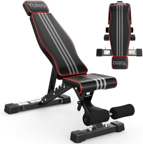 YOLEO Adjustable Weight Bench, ASTM-Certified 827LBS, Extended Backrest