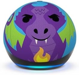 Amazon Echo Dot Kids (newest model), Smart speaker to enjoy age-appropriate audiobooks, sleep routines and Alexa+ experiences to create and learn, Dragon design