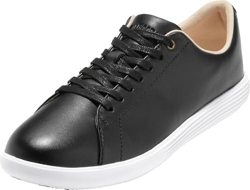 Cole Haan Women's Shoes - Grand Crosscourt Lightweight Leather Sneaker, Blk Lthr/White, 6.5-W US