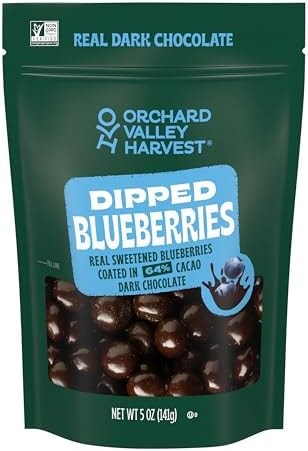 Dark Chocolate Dipped Blueberries 5 oz (Pack of 1), Made With Real Sweetened Blueberries, Gluten Free, Non-GMO Project Verified, No Artificial Colors or Flavors, Stand Up Bag, On-The-Go Snack For The Whole Family