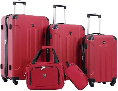 Travelers Club Chicago Hardside Expandable Spinner Luggage, Red, 5 Piece Set
