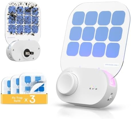 Cozlite Fly Trap Indoor Plug in Bug Trap - Fruit Fly Traps for Indoors, Triple Spectrum UV Light, Indoor Fly Trap for Home, Light Sensor, Timer, Dimmable Night Light, 1 Pack with 3 Refills