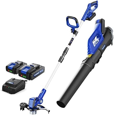 Wild Badger Power 20V Weed Wacker, Leaf Blower, Wheeled Edger Kit Electric with 2 * 2Ah Battery & Charger, String Trimmer, Lightweight, Adjustable Telescopic Shaft, Fast-Charging