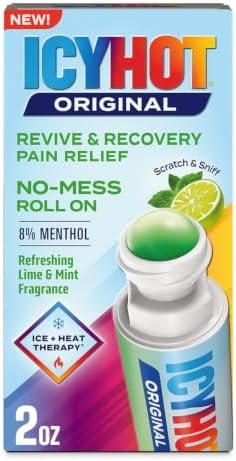 Icy Hot Original Pain Relief No-Mess Roll-On Applicator, Lime & Mint, 2 oz.