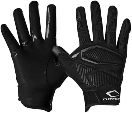 Cutters Gamer Padded Football Glove. All Purpose Players, Receivers, Lineman. Extra Grip.