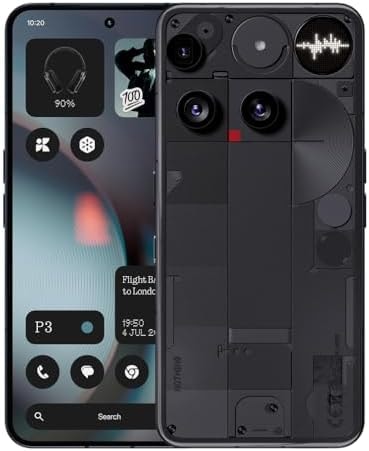 Nothing Phone (3) Cell Phone, 5G Unlocked Phones 256GB, Android 15, Snapdragon 8s Gen4, AI Mobile Phones with Four 50MP Cameras & AMOLED Display, 5150mAh, Glyph Interface, Smartphone Black