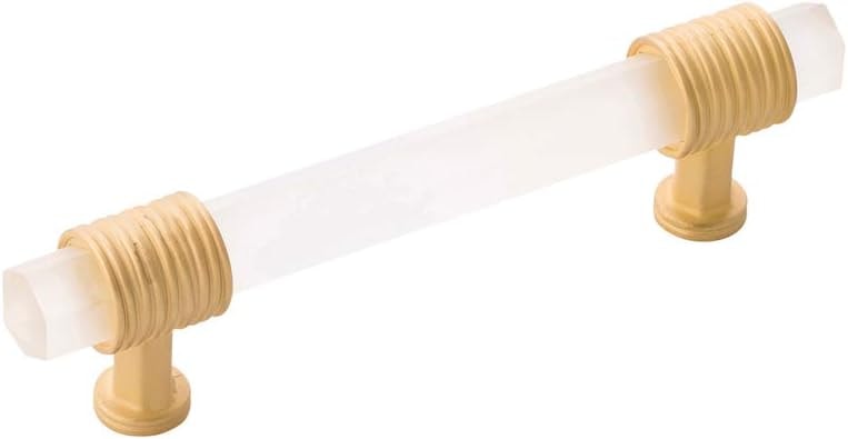 Belwith-Keeler B076306GF-BGB Chrysalis Collection Pull, 3-3/4 Inch (96mm) Center to Center, Brushed Golden Brass with Frosted Glass