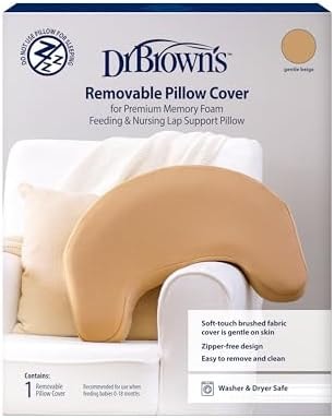 Dr. Brown's Bottle Feeding and Nursing Lap Support Pillow Cover, Soft Brushed Fabric, Gentle Beige
