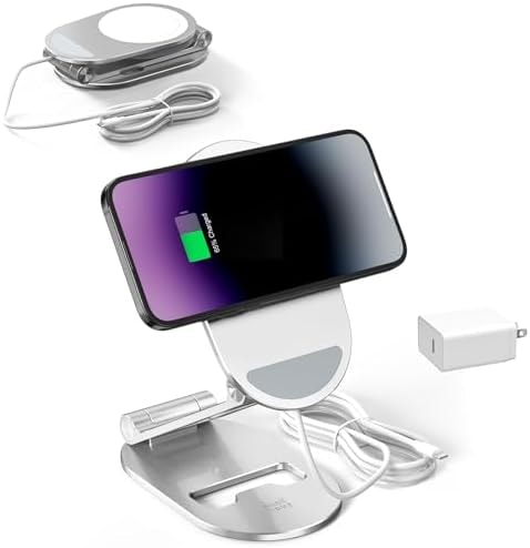 Minthouz Magnetic Wireless Charger, Foldable with 20W Adapter