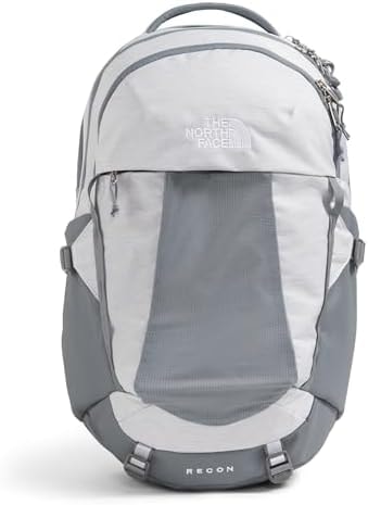 The North Face Women's Recon Everyday Laptop Backpack - Commuter Travel Bag, 18" Laptop Sleeve, Water-Repellent, TNF White Metallic Mélange/Mid Grey-NPF, One Size