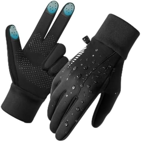 rivmount Winter Gloves Women Men, Cold Weather Snow Ski Liners Warm Glove,Touch Screen & Grip & Windproof 3-Layers, for Running, Cycling, Biking, Hiking, Driving, Sport Outdoor Daily Life(Black,L)