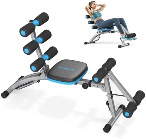 MERACH Ab Machine, Adjustable Ab Workout Bench for Home Gym, Multi-Functional Sit Up Exercise Equipment with 300 LBS Weight Capacity, Exercise Chair for Full Body Workout(Blue)