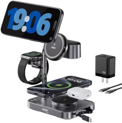 Acer 25W Wireless Fast Charging Station, 6 in 1 magsafe Charger Stand S5
