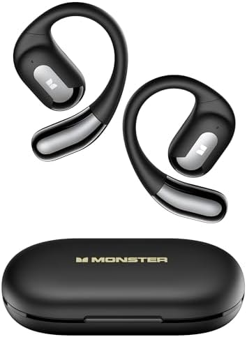 Monster Open Ear AC317 Headphones, Wireless Headphones with Premium Stereo, Bluetooth 5.4, 24H Playback, Crystal Clear Calls, USB-C Charging, Touch Control, Sweat Resistant Open Ear Wireless Earbuds
