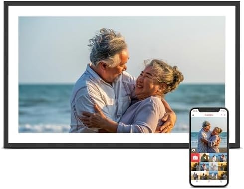 Digital Picture Frame, Frameo 15.6 Inch Large Digital Photo Frame WiFi, 1920*1080 IPS FHD Touch Screen Large Display, Tabletop&Wall-Mounted, Electronic Photo Frame, Share Video, Birthday Gifts for Mom