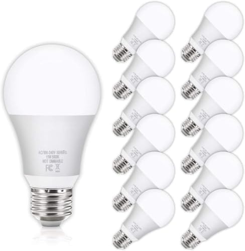 Yochoice LED Light Bulbs 100W Equivalent 1100 Lumens, A19 11W 5000K Daylight White Non-Dimmable, Super Bright No Flicker Standard E26 Edison Screw Bulbs for Home, Bedroom, Office Lamp, 12-Pack