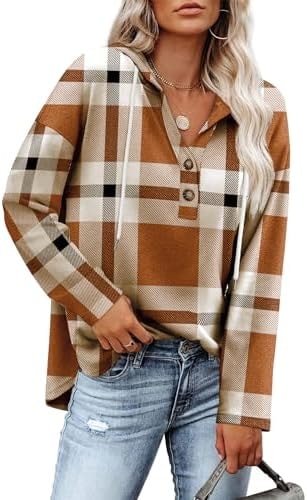 Hooded Sweatshirts for Women Early Fall Fashion Halloween Sweaters Brown L