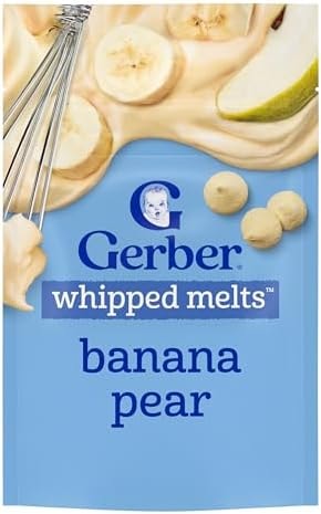 Gerber Stage 3 Baby Food Snacks, Banana Pear Whipped Melts, Baby Led Feeding, 7PK